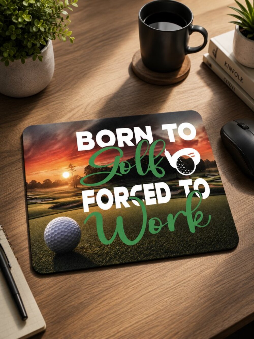 NWT Born To Golf Forced To Work Funny Golf Mousepad Desk Accessory Gift
